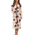 thumbnail image 1 of Yuyamidu Cute Ladybug Womens Robes Daisy Long Nightgown Orange Zipper Front Bathrobe for Women Loose Long Sleeves Robe Sleepwear Size 4XL Casual Dressing Gown, 1 of 7