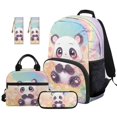 thumbnail image 1 of Yuyamidu Cute Panda Backpack and Lunch Box for Girls 6-8/8-10/10-12 Primary School Bookbag with Lunch Bag Pencil Box Bookmarks for 3rd Grade/4th Grade School Bag Lunch Tote, 5 in 1, 1 of 8
