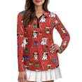 thumbnail image 1 of Yuyamidu Cute Pug Golf Tops for Women Candy Canes Golf Shirts Long Sleeve Collared Tennis Shirt Red Christmas Quarter Zip V Neck Slim Fit Activewear Size XS, 1 of 8
