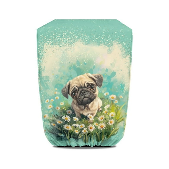 Yuyamidu Cute Pug RV Electric Tongue Jack Cover Daisy RV Electric Jack Protective Cover Waterproof Tongue Cover for RV/Camper/Travel Trailer/Plug Protector, Green