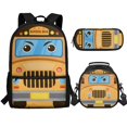 thumbnail image 1 of Yuyamidu Cute School Bus School Backpack Set 3Pcs with Lunch Box Pencil Case Girls Backpacks Ages 6-18 Portable Lunch Bag Multifunctional Pencil Case Gift for Girls Boys, 1 of 7
