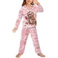 thumbnail image 1 of Yuyamidu Cute Sloth Button Pajamas for Girls 13-14T Strawberry Sleepwear Pants & Pullover Tops for Vacation Walking 2 PCS Comfy Long Sleeve Loungewear Set with Pockets, Pink, 1 of 7