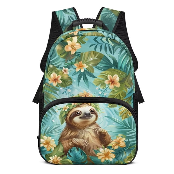Yuyamidu Cute Sloth School Bag for Girls Boys Portable Backpack Middle School Book Bags with 2 Side Pockets Large Capacity Daypack School Supplies