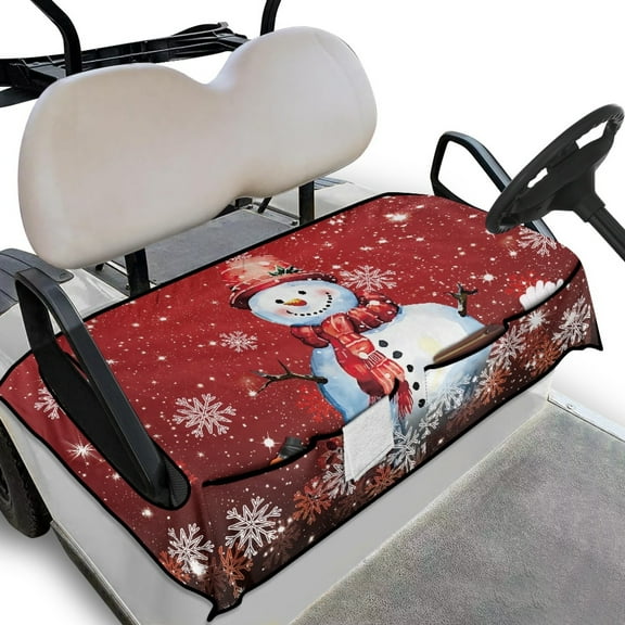 Yuyamidu Cute Snowman Golf Cart Seat Cover Snowflake Club Car Seats Covers 2 Passenger with Pockets Red Christmas Golf Cart Seat Blanket Covers Fit 2-Seat Golf Cart