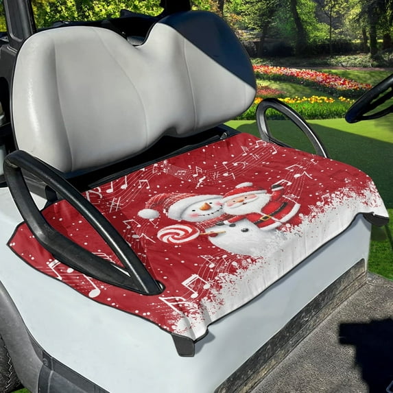 Yuyamidu Cute Snowman Golf Cart Seat Covers, Santa Claus Golf Cart Seat Cushion, Christmas Golf Cart Seat Towel Blanket, Easy to Install and Care