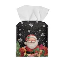 Yuyamidu Cute Square Tissue Box Cover for Living Room Santa Claus Tissue Box Holder for Bathroom Easy to Install Facial Paper Organizer Dispenser for Napkin Facial Paper Gift for Holiday