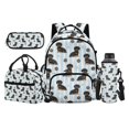 thumbnail image 1 of Yuyamidu Dachshund Backpack Set for Boys Girls 6-8 8-10 10-12 Light Blue Stripe Kids School Bag 4 Piece Elementary Bookbag with Lunch Box Pencil Case Water Bottle Bag Travel Daypack, 1 of 7