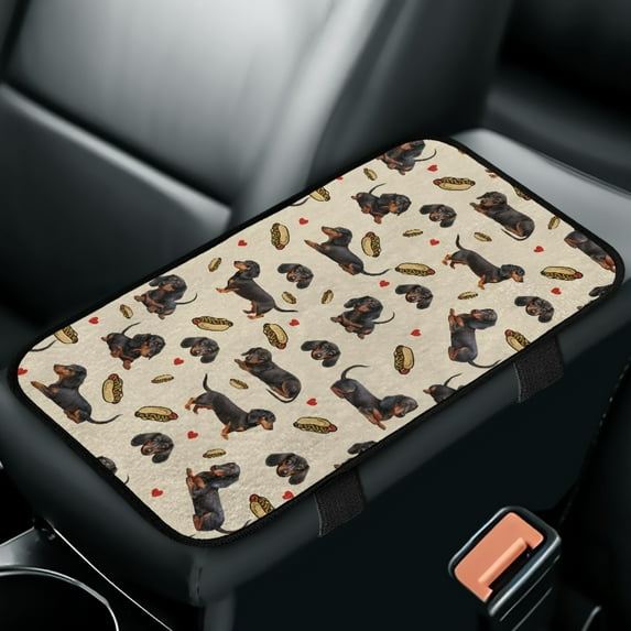 Yuyamidu Dachshund Car Center Console Cover Dog Auto Armrest Pad Soft Car Arm Rest Cover for Vehicles Accessories Fluffy Car Center Console Cushion Pad