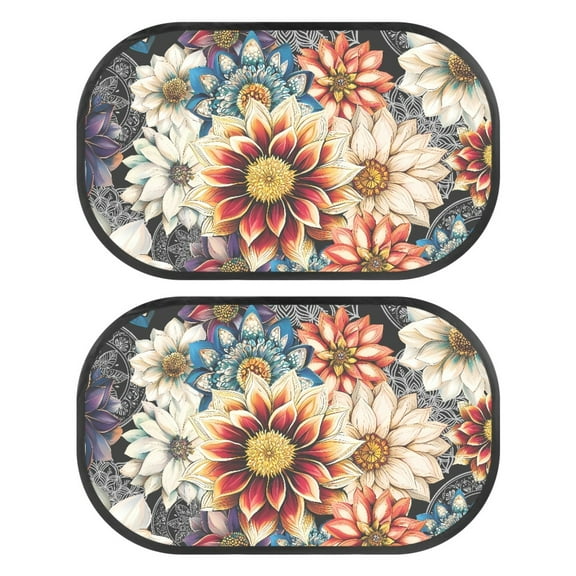 Yuyamidu Dahlia Car Window Shades 2 Pack Floral Car Sun Shades Fashion Side Window Automotive Sunshades Car Accessories for Auto SUV Van Sun UV Protection
