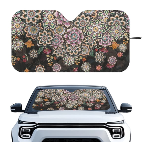 Yuyamidu Dahlia Car Windshield Sun Shade Large Front Window Sunshade Foldable Car Shade Large Auto Accessories for SUV Van Big Sedan Keep Vehicle Cool