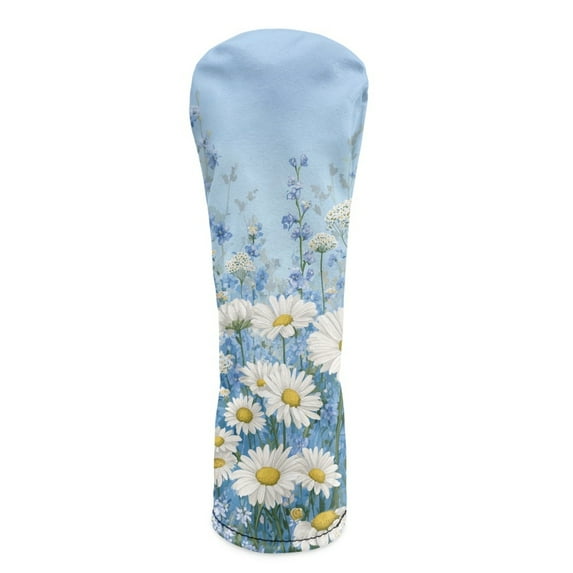 Yuyamidu Daisy Golf Club Head Covers for Women Blue Golf Accessories Waterproof PU Leather for and Driver 3/5 Woods Hybrids
