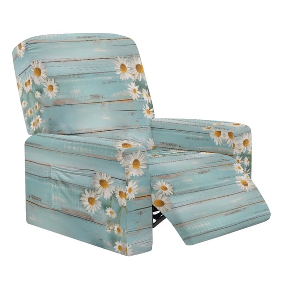 Yuyamidu Daisy Reclining Chair Covers 4 Pieces Soft Recliner Sofa Slipcovers with Pocket Non Slip Lazyboy Covers Couch Chair Cover for Living Room Novelty Home Decor