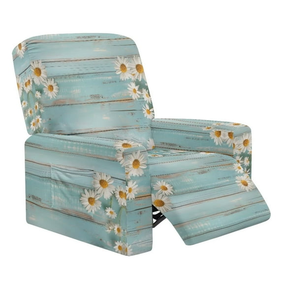 Yuyamidu Daisy Reclining Chair Covers 4 Pieces Soft Recliner Sofa Slipcovers with Pocket Non Slip Lazyboy Covers Couch Chair Cover for Living Room Novelty Home Decor
