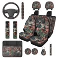 thumbnail image 1 of Yuyamidu Deer Auto Seat Covers and Steering Wheel Cover Seatbelt Strap Pad American Flag Armrest Cover Pad Cup Holders Headrest Covers Keychain, 14pcs, 1 of 7