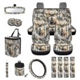 thumbnail image 1 of Yuyamidu Deer Car Seat Cover Full Set of 15 Pcs USA Flag Steering Wheel Cover Seat Belt Covers Trash Can Air Vent Pouch Camo Hunting Rear View Mirror Cover Coasters Key Chain Car Accessories, 1 of 7