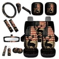 thumbnail image 1 of Yuyamidu Deer Car Seat Cover Set with Auto Steering Wheel Cover American Flag Seat Belt Strap Cover Cup Holder Rear View Mirror Cover Car Sun Shade Handbrake Cover Set Keychain 16 PCS, 1 of 7