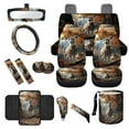 thumbnail image 1 of Yuyamidu Deer Car Seat Cover Steering Full Set of 14 Squirrel Wheel Cover Seatbelt Pad Trash Can Armrest Cover Pad Cup Holders Rearview Mirror Cover Handbrake Cover for SUV Van Truck, 1 of 7