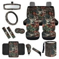 thumbnail image 1 of Yuyamidu Deer Car Seat Covers Set of 14 Camo Hunting Steering Wheel Cover Seatbelt Cushion Pad Trash Bin Armrest Cover Cushion Rearview Mirror Cover Gear Shift Knob Cover Set Cup Mat, Universal Fit, 1 of 7