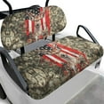 thumbnail image 1 of Yuyamidu Deer Golf Cart Seat Covers Full Set of 2 Camo Hunting Golf Cart Bench Seat Cover Back Rest Cover Protector Fits Most Club Cars Golf Carts, American Flag, 1 of 7