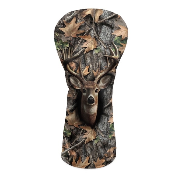 Yuyamidu Deer Golf Club Head Covers Camo Hunting Golf Head Covers Driver Covers Fariway Wood Headcover Hybrid Covers PU Leather Golf Headcover