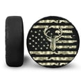 thumbnail image 1 of Yuyamidu Deer Spare Tire Cover American Flag Wheel Cover Easy to Install Tough Tire Cover with Elastic Band for Jeep, Trailer, RV, SUV, and Camper, 1 of 5