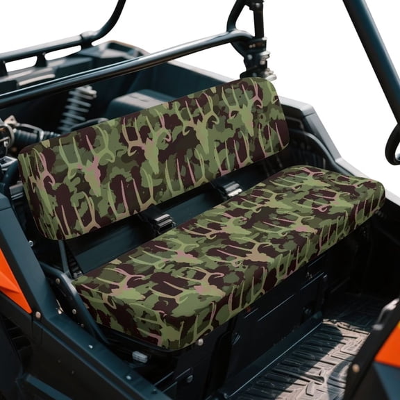 Yuyamidu Deer UTV Seat Cover Full Protection Green Camo Mule Bench Seat Cover Comfort Anti Slip UTV Accessories Elastic Fabrics Compatible with Kawasaki Mule 3000 3010 3020