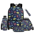 thumbnail image 1 of Yuyamidu Dinosaur Backpack for Kids 5-7 Kindergarten to 2nd Grade, 17 Inch Lightweight Multi-Pocket Bookbag with Lunch Box Water Bottle Sleeve Pencil Case Keychain Set of 5 Back to School, 1 of 7