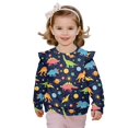 thumbnail image 1 of Yuyamidu Dinosaur Sweatshirt Size 5-6 Girls Crewneck Sweatshirt Graphic Y2K Ruffle Long Sleeve Top Lightweight Soft Workout Pullover Casual Fall Outfits, 1 of 8