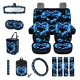 thumbnail image 1 of Yuyamidu Dolphin Car Seat Cover Set with Auto Steering Wheel Cover Seat Belt Strap Pads Cup Coasters Trash Bag Air Vent Storage Bag Rearview Mirror Cover Keychain 15 PCS Blue Heart Auto Accessories, 1 of 7