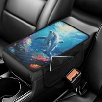 Yuyamidu Dolphin Center Console Cover for Car Sedan Van Cute Automoblie Armrest Cover Accessories Blue Car Seat Box Cover Protector with Storage Pockets