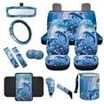 thumbnail image 1 of Yuyamidu Dolphin Front Back Car Seat Covers Full Set of 14 Blue Steering Wheel Cover Center Console Cover Seat Belt Cover Gear Shift Knob Cover Handbrake Cover Cup Holders, 1 of 7