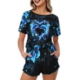 thumbnail image 1 of Yuyamidu Dolphin Pajamas Shorts with Pockets 2 Piece Hibiscus Women Sleepwear for Summer Casual Short Sleeve Pjs Size S Loose Fitting O-Neck Nightwear, 1 of 7