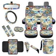 thumbnail image 1 of Yuyamidu Dragonfly Car Seat Covers Full Set Dahlia Steering Wheel Cover Safe Belt Pads Handbrake Cover Cup Holders Garbage Bin Rear View Mirror Cover Center Console Cover, Set of 14, 1 of 7