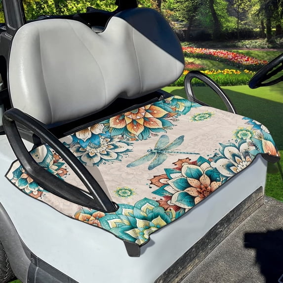 Yuyamidu Dragonfly Seat Covers for Golf Cart Seat Towel Golf Cart Covers 2 Passenger Golf Cart Seat Covers Dahlia Golf Cart Seat Towel Blanket Golf Cart Accessory