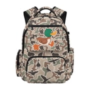 Yuyamidu Duck Camo Backpack for School Girls 2nd-4th Grade 17 Inch Lightweight Students School Bag for 6-10 Years Waterproof Rugged Bookbag with Multiple Compartments Back to School Gifts