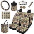 thumbnail image 1 of Yuyamidu Duck Camo Front Back Seat Covers for Car Rearview Mirror Cover Steering Wheel Cover Seatbelt Strap Pads Car Trash Bin Air Vent Bag Cup Coasters Keychain, 15PCS, 1 of 7