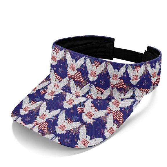 Yuyamidu Eagle 250 Years Wide Brim Sun Visor Hat for Women Men American Flag Breathable Athletic Sport Caps for Running, Outdoor Activities