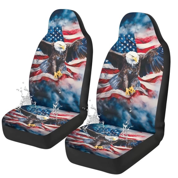 Yuyamidu Eagle Car Front Seat Covers Waterproof Breathable Front Seat Cover Auto Interior Accessories 2 Pcs Set Protection Interior Accessories Universal Fit Most Cars