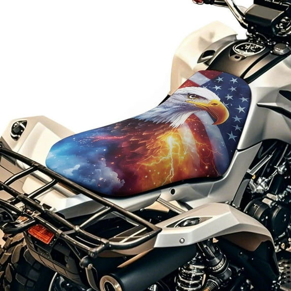 Yuyamidu Eagle Flag ATV Seat Cover Waterproof Material Non-Slip 4 Wheeler Seat Cover All Weather ATV Protection Accessory Compatible with Most Models