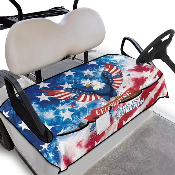 Yuyamidu Eagle Golf Cart Seat Covers American Flag 250 Years Golf Cart Seat Towel Universal Fit for Club Car Seats Cushion with 4 Front Pockets 4th of July Travel Sports Golf Cart Accessory