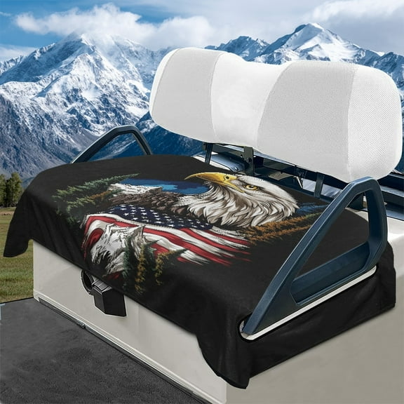 Yuyamidu Eagle Golf Cart Seat Covers American Flag Golfcart Seat Cover Flannel Golf Cart Seat Towel Blanket Soft Club Car Cushion Covers