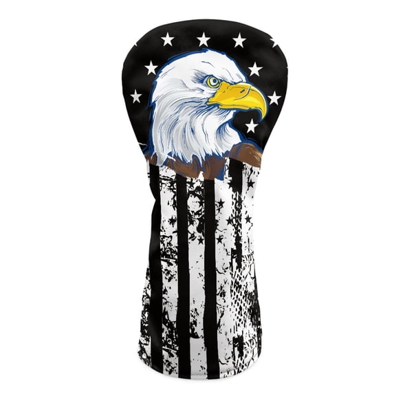 Yuyamidu Eagle Golf Head Covers, Waterproof Leather Golf Club Head Covers American Flag Club Protection, Designed to Fit Driver Fairway Hybrid