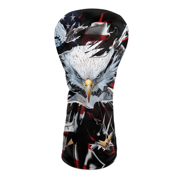Yuyamidu Eagle Golf Head Covers Waterproof PU Leather Golf Club Head Covers for Club Protective, American Flag Golf Accessory Gifts for Women Men