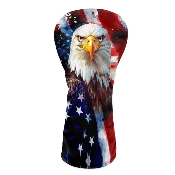 Yuyamidu Eagle Golf Head Covers for Driver Fairway Woods American Flag Leather Headcovers, Designed to Fit All Woods and Drivers