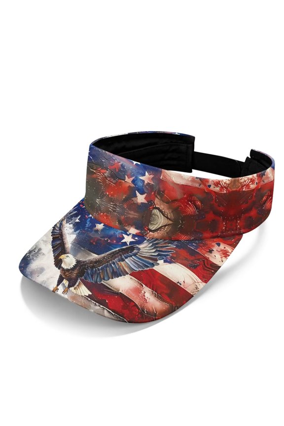 Eagle Sun Visor Hats for Men American Flag Lightweight Sports Sun Hats Adjustable Run Visor Cap for Golf Tennis Soccer