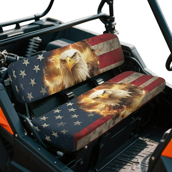 Yuyamidu Eagle UTV Seat Cover Anti-Scratch American Flag UTV Bench Seat Cover Compatible with Kawasaki Mule 3000 3010 3020 4000 4010 (2001-2023 2025)