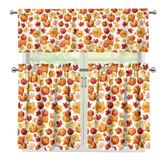 Yuyamidu Fall Malple Kitchen Curtain Valance and Tiers 3 Panel Sets Easy to Install Blackout Curtains for Bedroom Soft Drapes Treatment Tier Curtains Home Decor