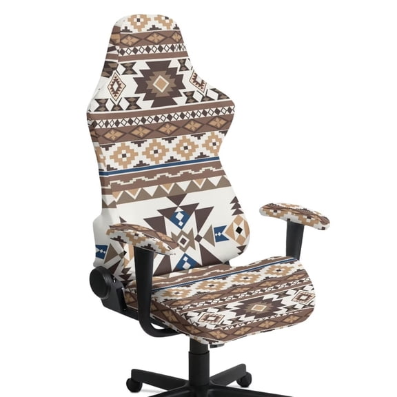 Yuyamidu Fashion Aztec Computer Chair Cover with Armrest Covers Gaming Chair Cover Anti-Scratch Gaming Chair Slipcover Easy Installation for Home, Shop, Living Room, Office