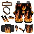 thumbnail image 1 of Yuyamidu Fire Car Accessories 14pcs Car Seat Cover Protector Steering Wheel Cover Seat Belt Pad Cover Auto Armrest Cover Cushion Trash Bin Rearview Mirror Cover Handbrake Cover Set Cup Holders, 1 of 7