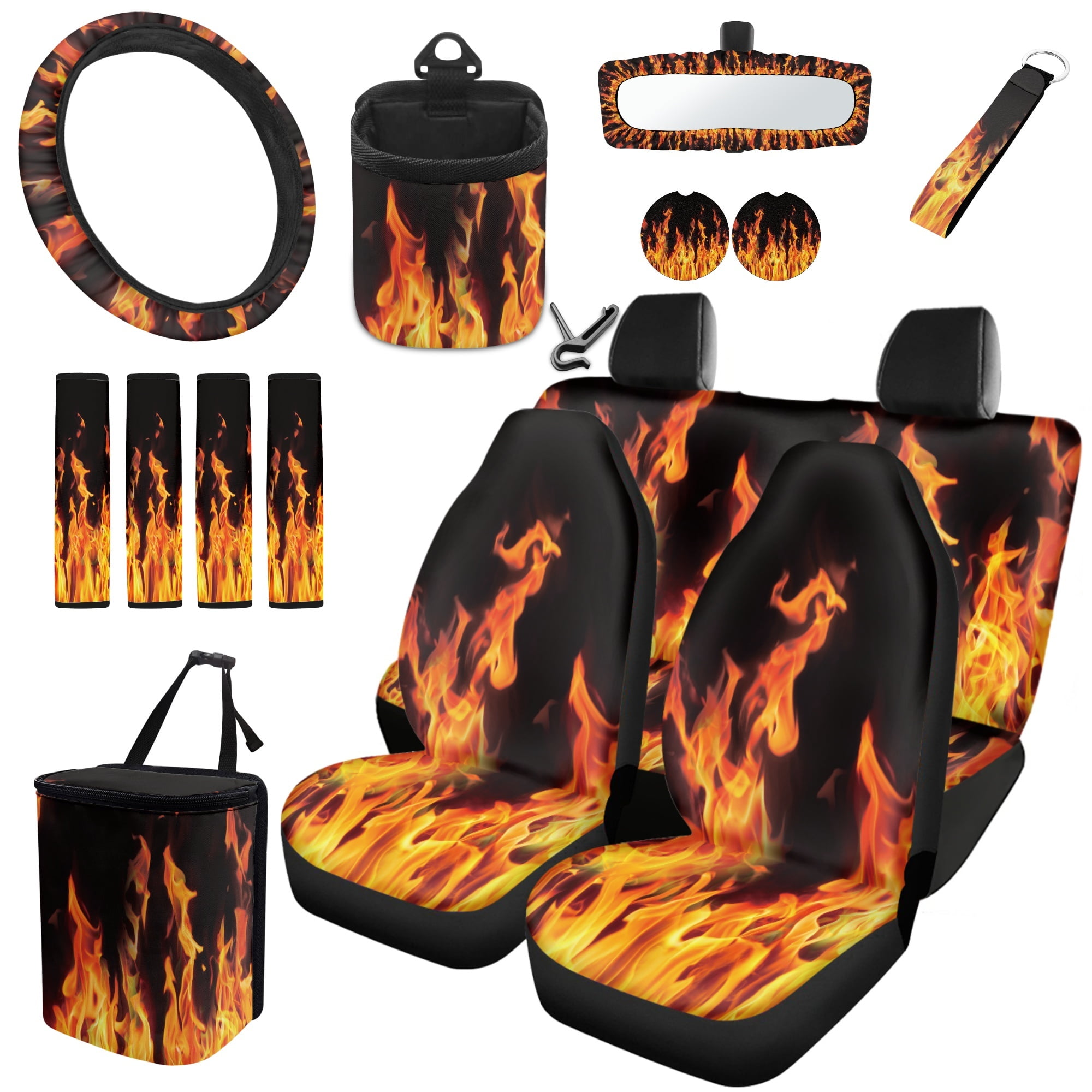 YEXIATODO Rooster Pattern Car Seat Covers Full Set With Steering Wheel Cover & Accessories – Universal Fit - View #8